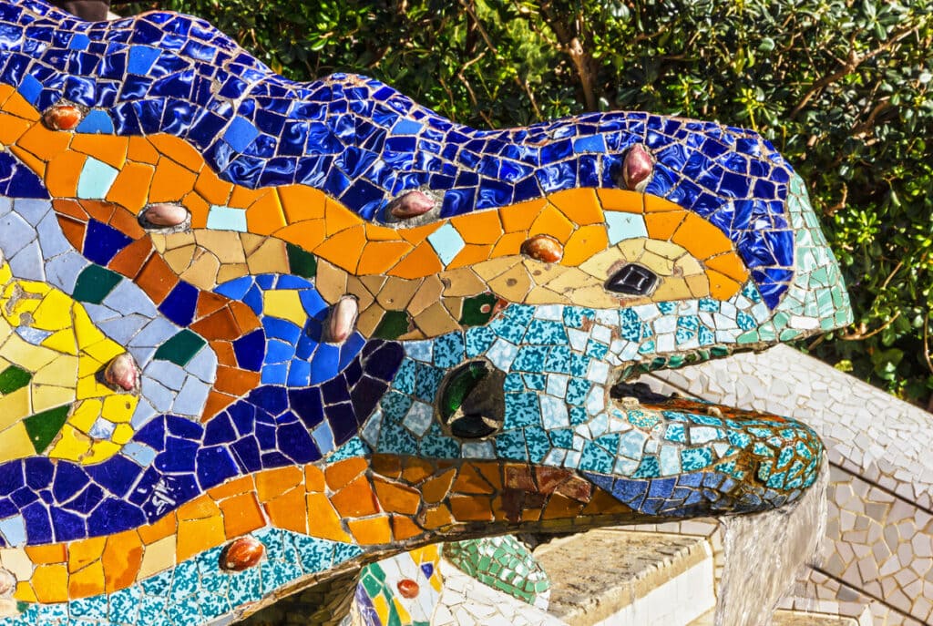 Mosaic salamander in Park Guell, Barcelona, Spain