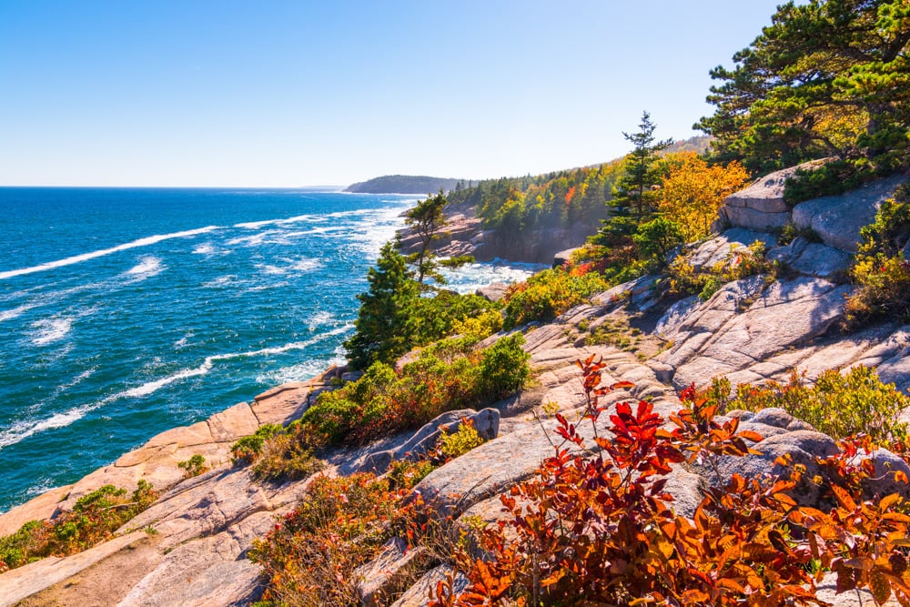 Fall colors at Acadia National Park in Maine