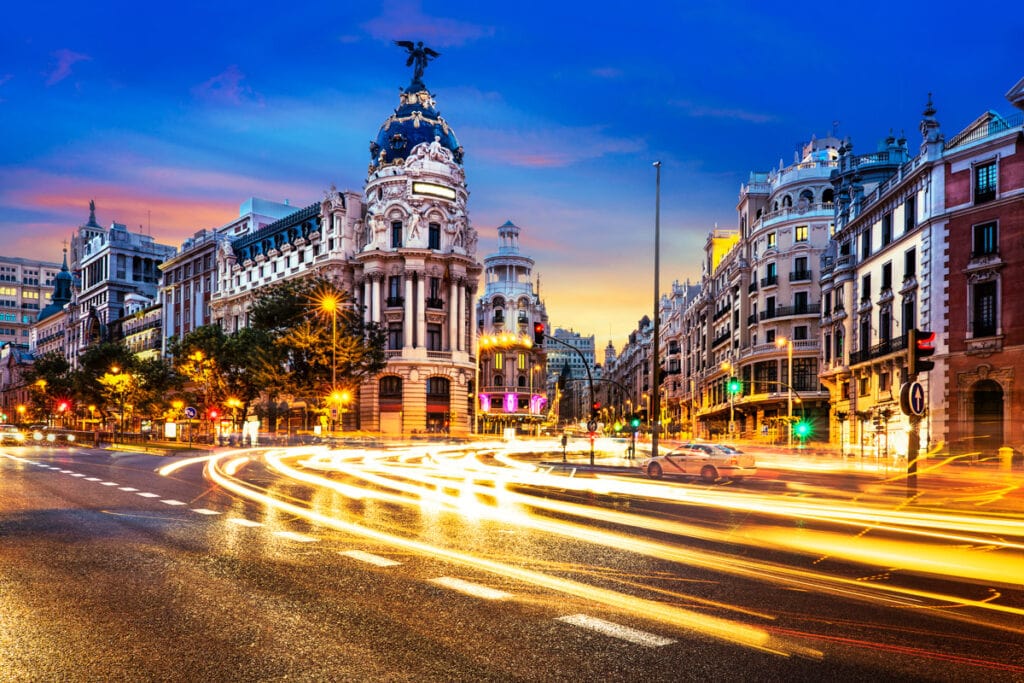 The Gran Via in Madrid is definitely a must walk on any Madrid itinerary!