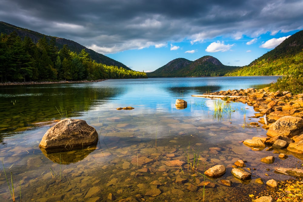 The Bubbles seen from Jordan Pond in Acadia National Park in Maine