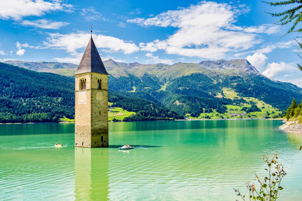 Bell Tower in Lake Resia, Italy