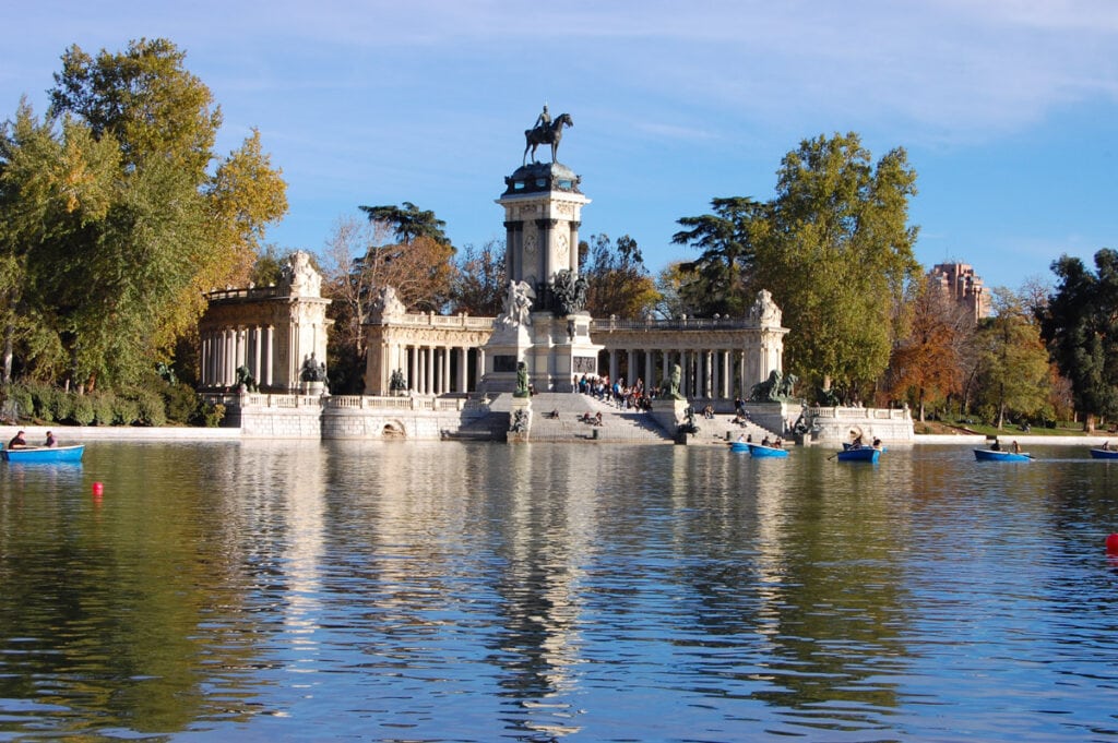The Grand Pond at Retiro Park in Madrid, Spain