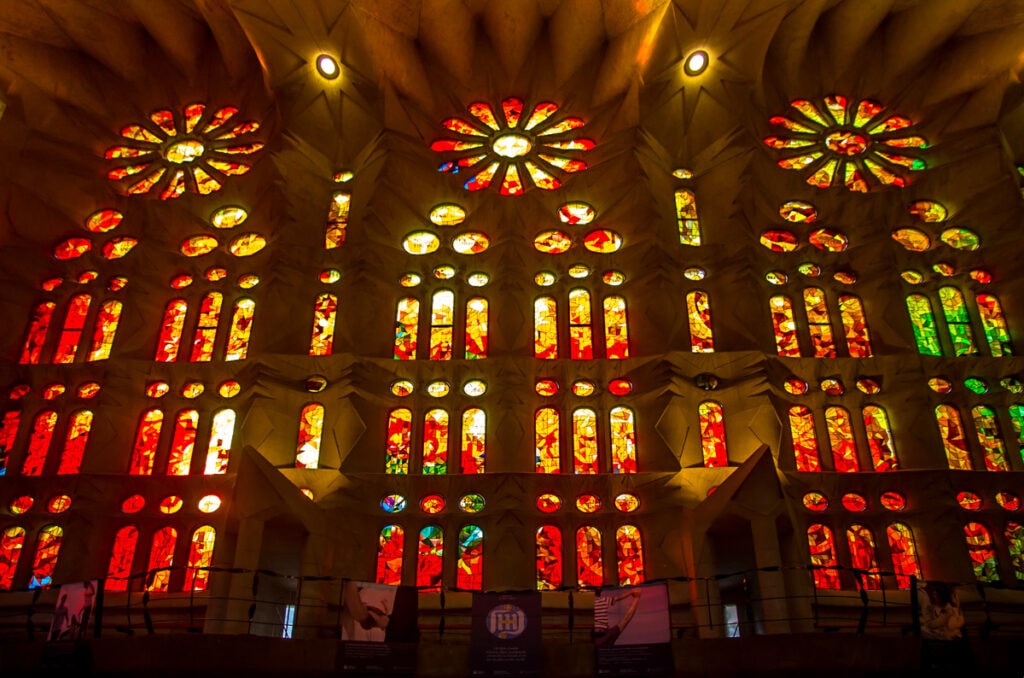 Sagrada Familia interior in Barcelona, Spain