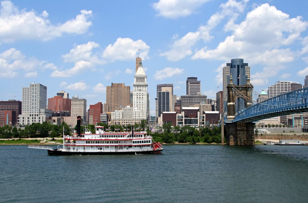 The Ohio River in Cincinnati, OH