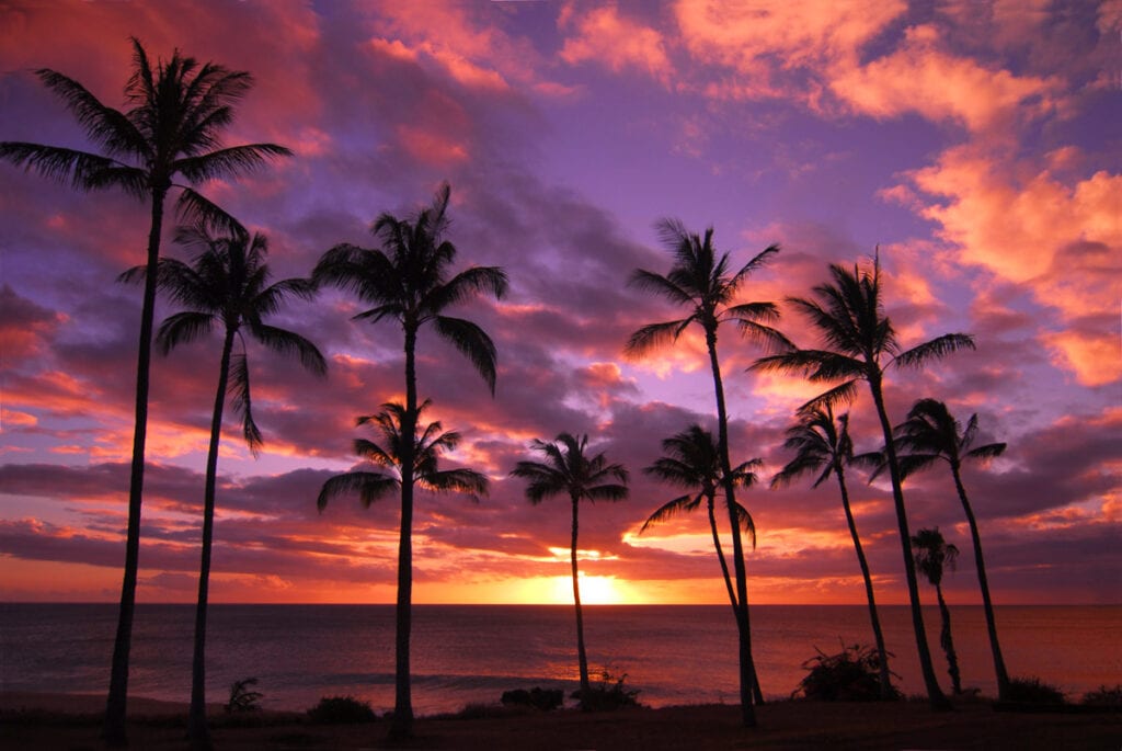 Sunset on Molokai Island in Hawaii
