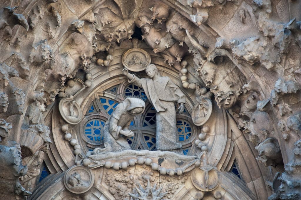 Nativity facade of La Sagrada Familia in Barcelona, Spain