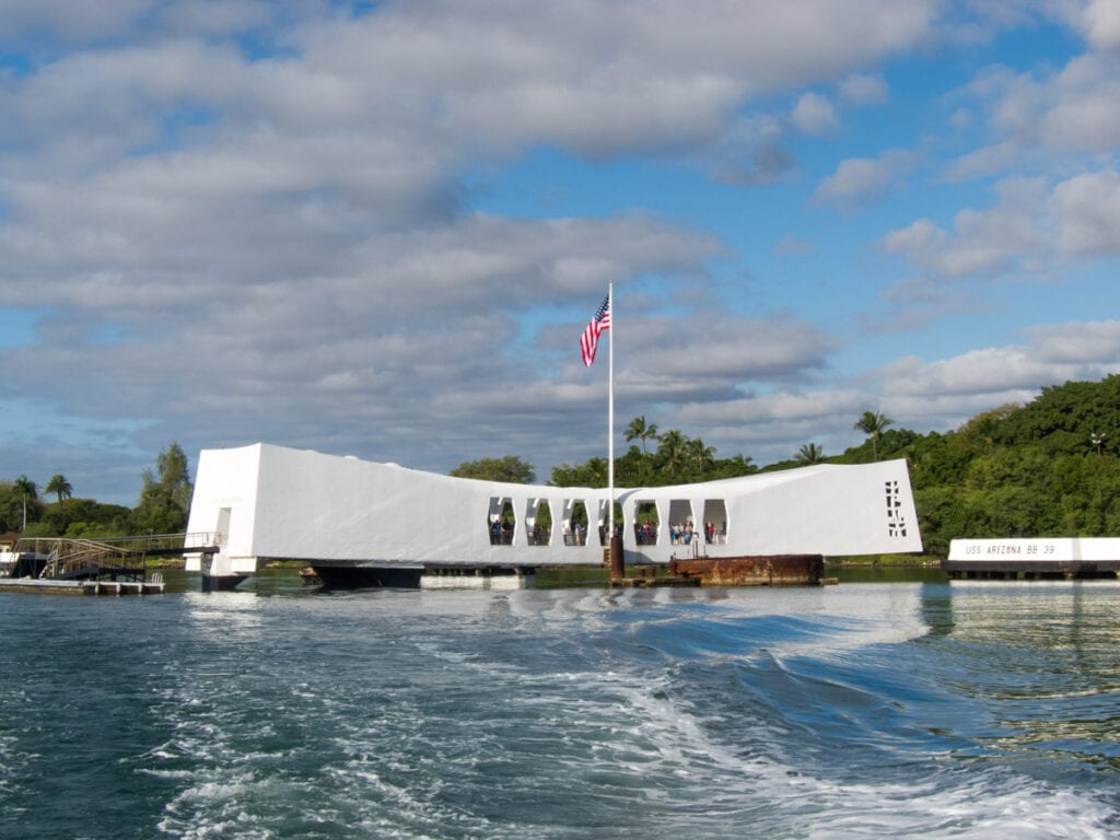 USS Arizona Memorial at Pearl Harbor in Oahu, Hawaii