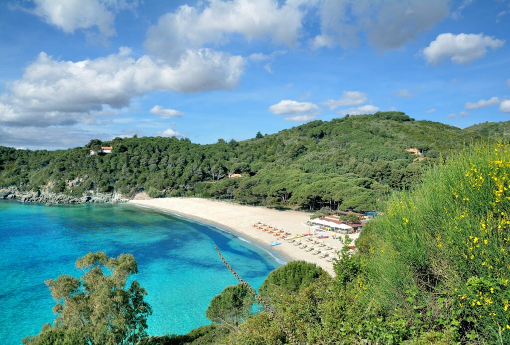 A view of Fetovaia Beach on Elba Island in Tuscany Italy