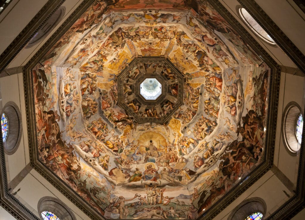 Vasari's frescoes inside the Florence Cathedral dome in Tuscany