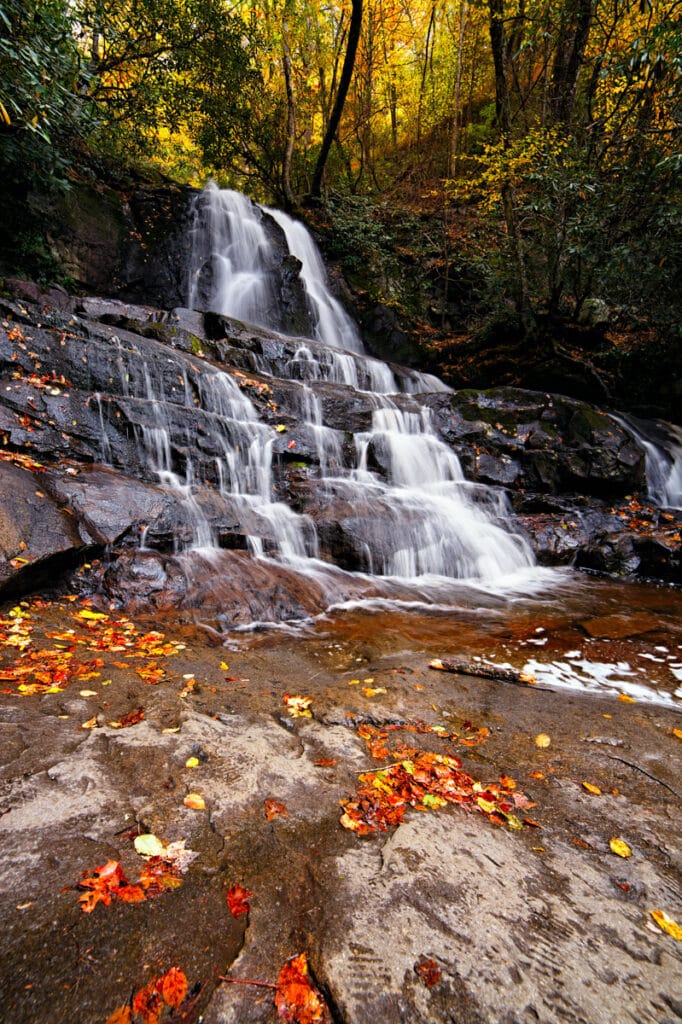 Laurel Falls in Great Smoky Mountains National Park in Tennessee and North carolina
