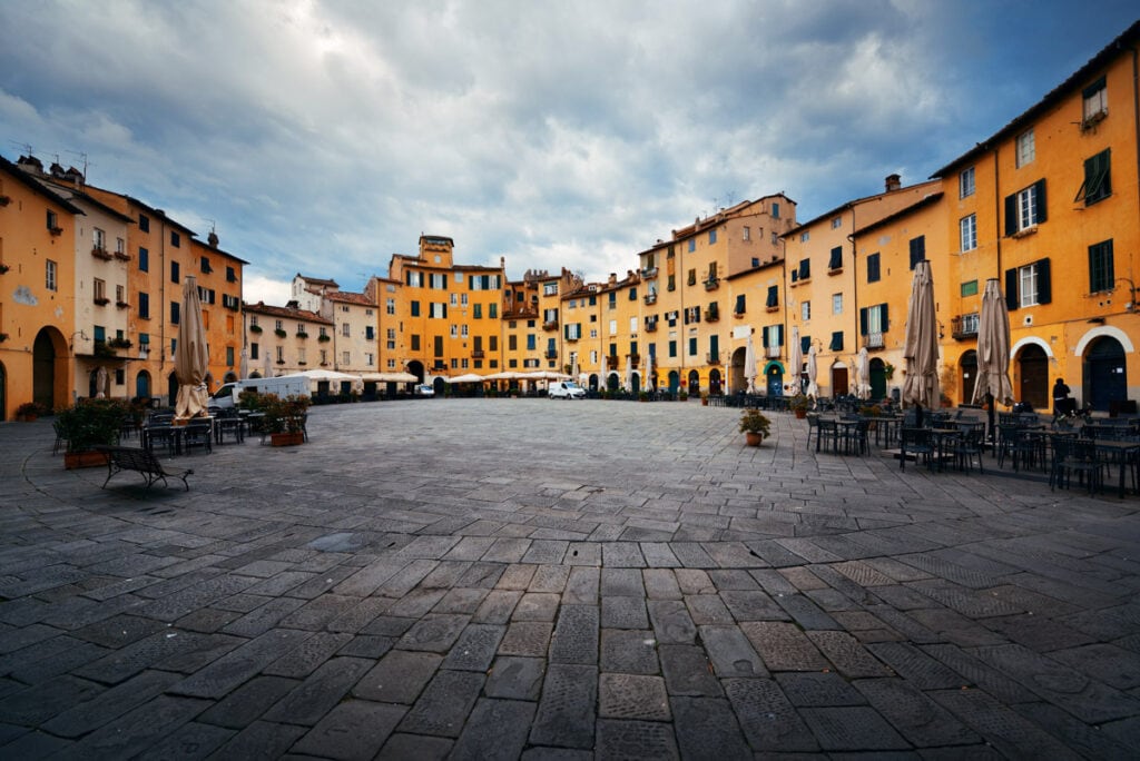 The Piazza Anfiteatro in Lucca Italy