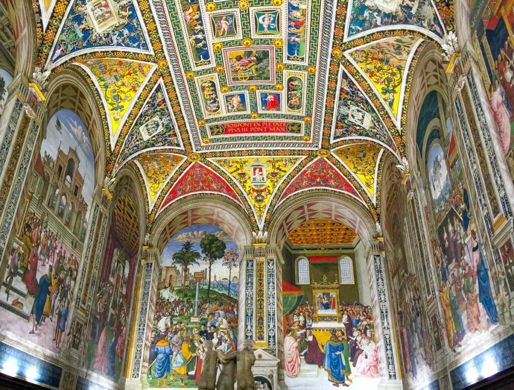The Piccolomini Library in the Siena Cathedral in Tuscany, Italy