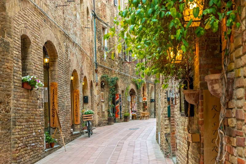 A street in San Gimignano in Tuscany, Italy