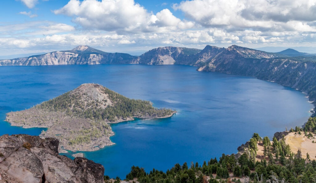 A view of Crater Lake from the Watchman Trail in Oregon