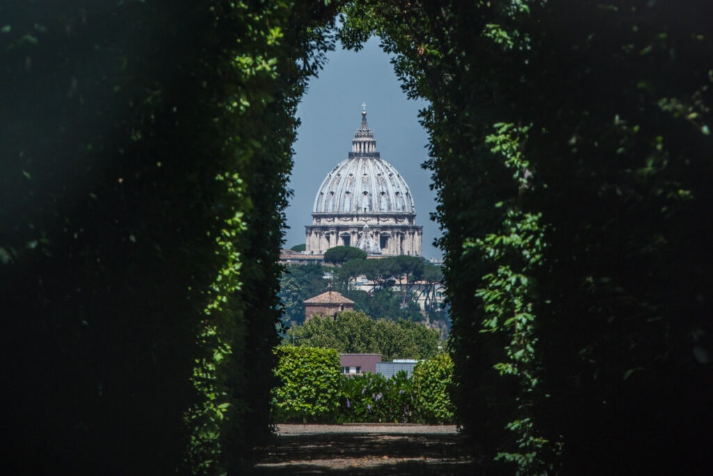 View from the Aventine Keyhole in Rome, Italy