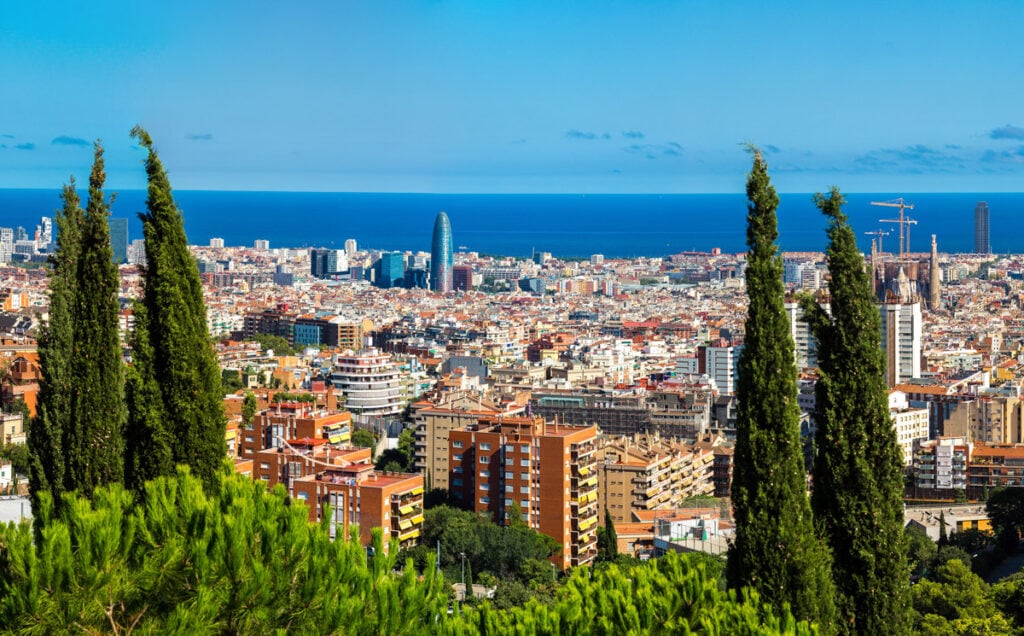 A view of Barcelona from Park Guell, Spain
