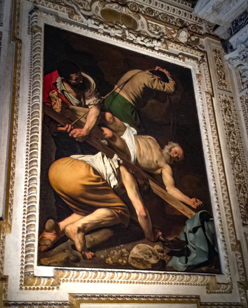 The Crucifixion of Saint Peter by Caravaggio in Rome, Italy