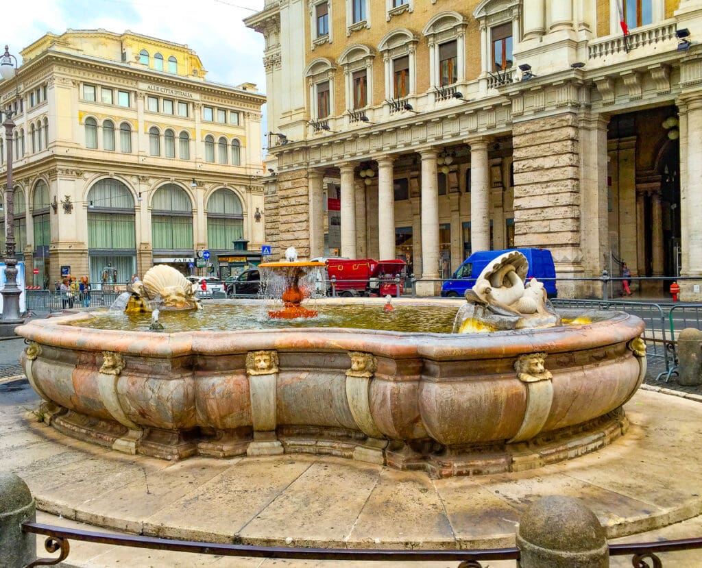 A fountain in the historic core of Rome, Italy