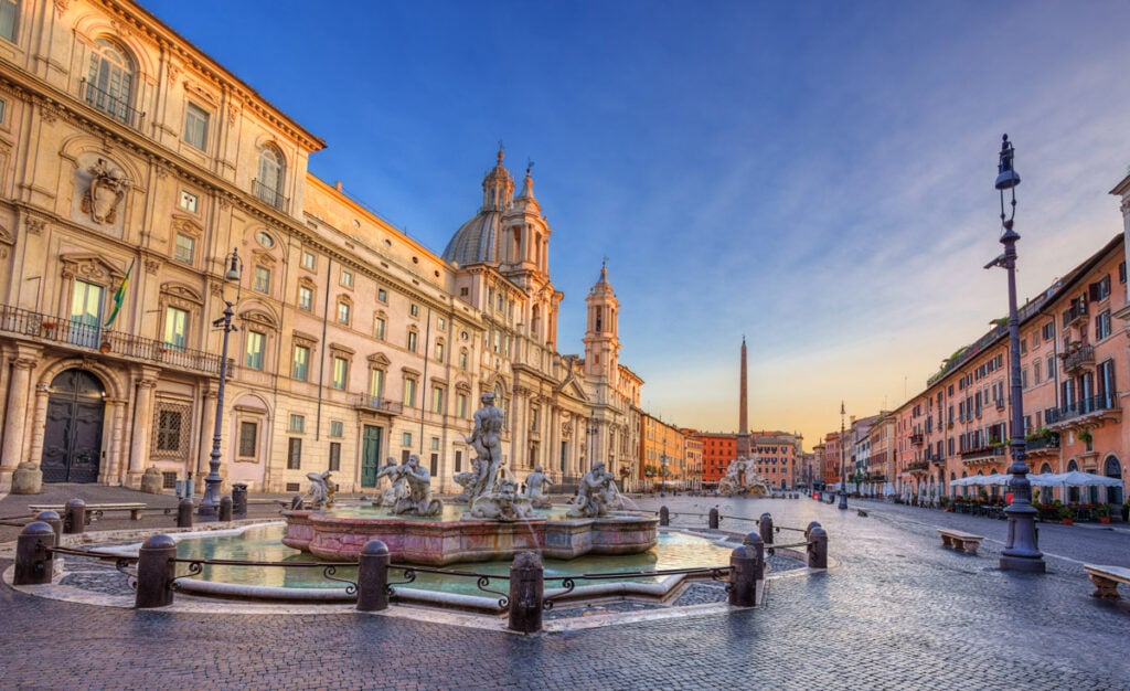 A long view of Piazza Navona in Rome, Italy