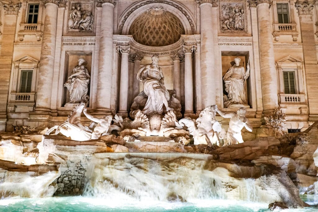 Statues in the Trevi Fountain in Rome, Italy