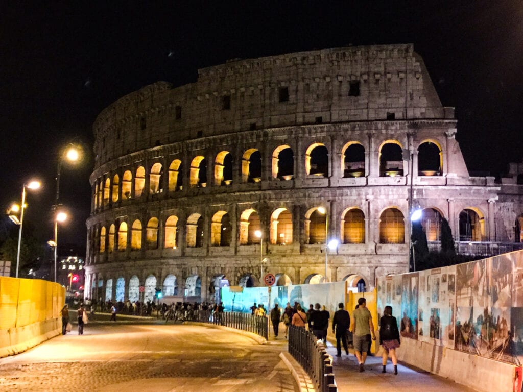 The Colosseum in Rome, Italy after dark