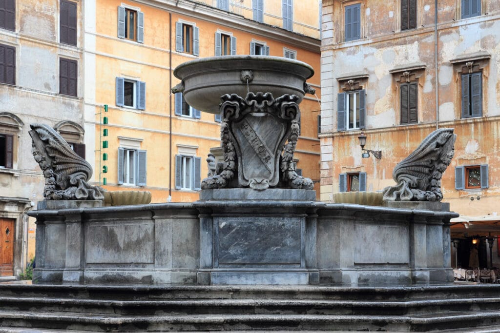Piazza di Santa Maria fountain in Trastevere, Rome