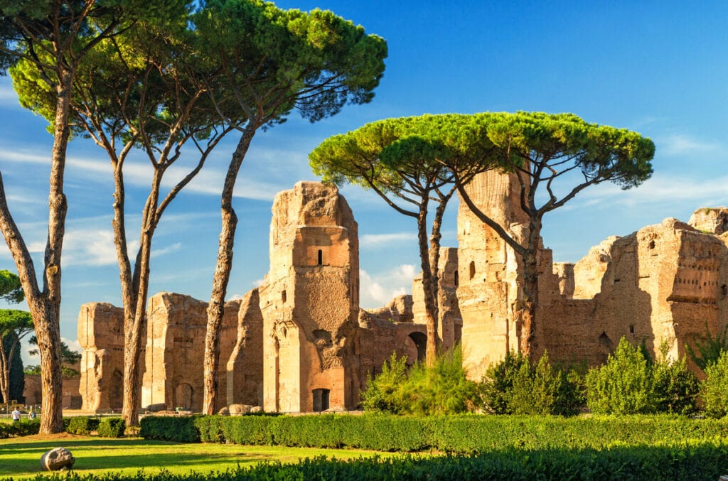 Ruins at the Baths of Caracalla in Rome, Italy