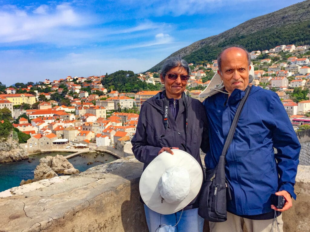 Posing for a photo on the City Walls of Dubrovnik, Croatia