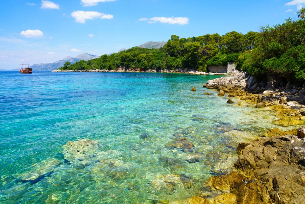 The shoreline at Kolocep Island in Croatia