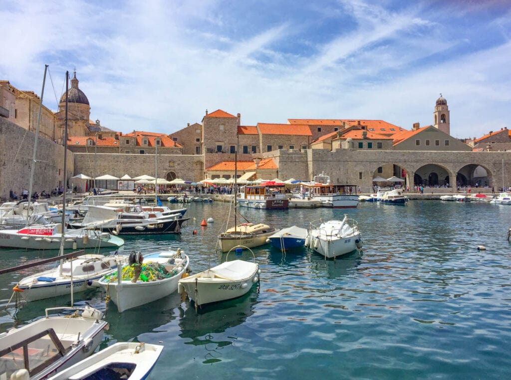 A view of the port at Old Town Dubrovnik in Croatai
