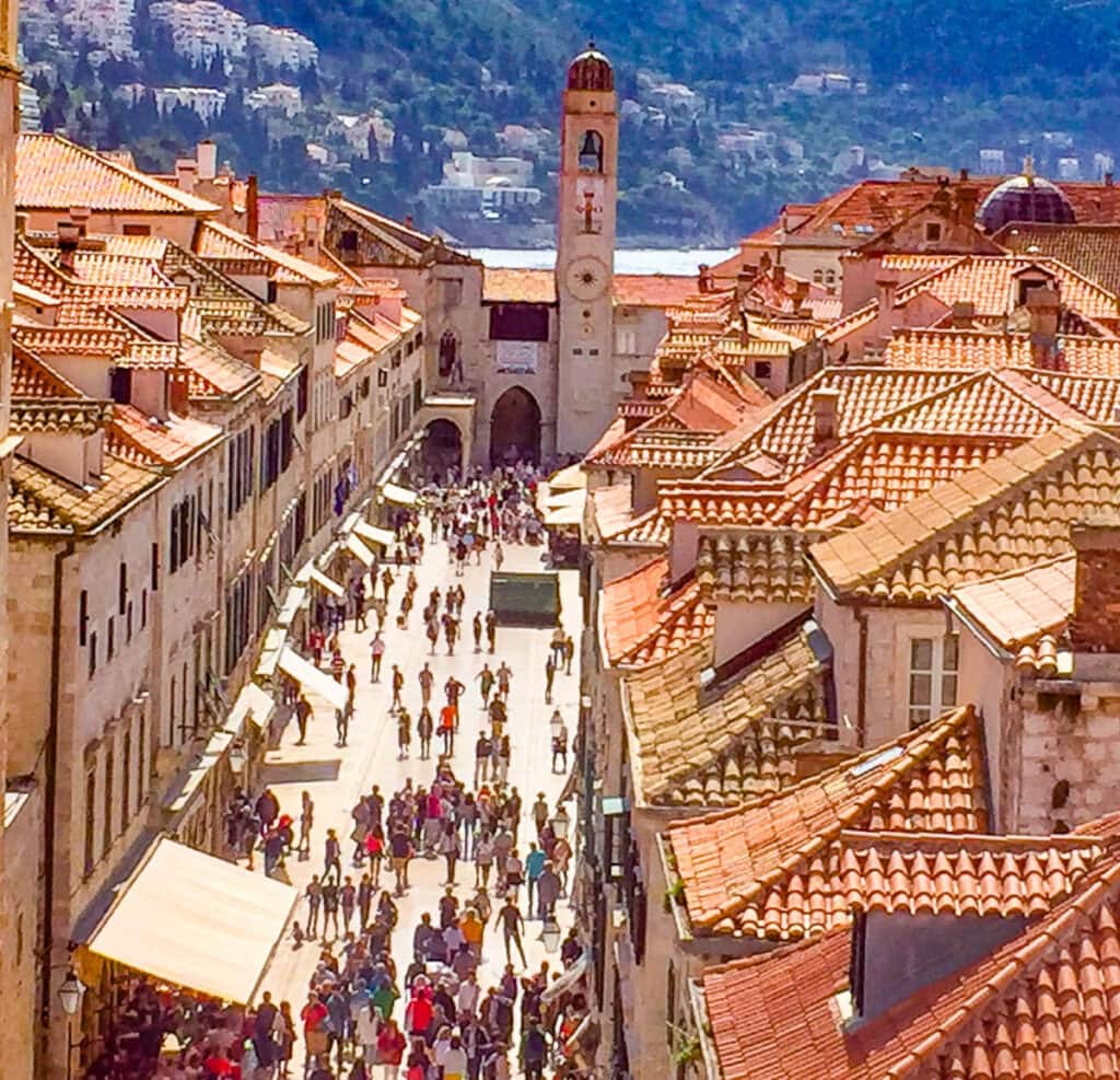 Looking down at Stradun from the City Walls in Dubrovnik, Croatia
