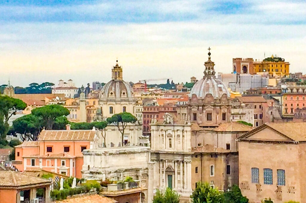 A view of Rome Italy from the Palatine Hill, a must-visit on any Rome itinerary!