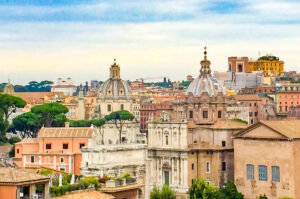 A view of Rome Italy from the Palatine Hill, a must-visit on any Rome itinerary!