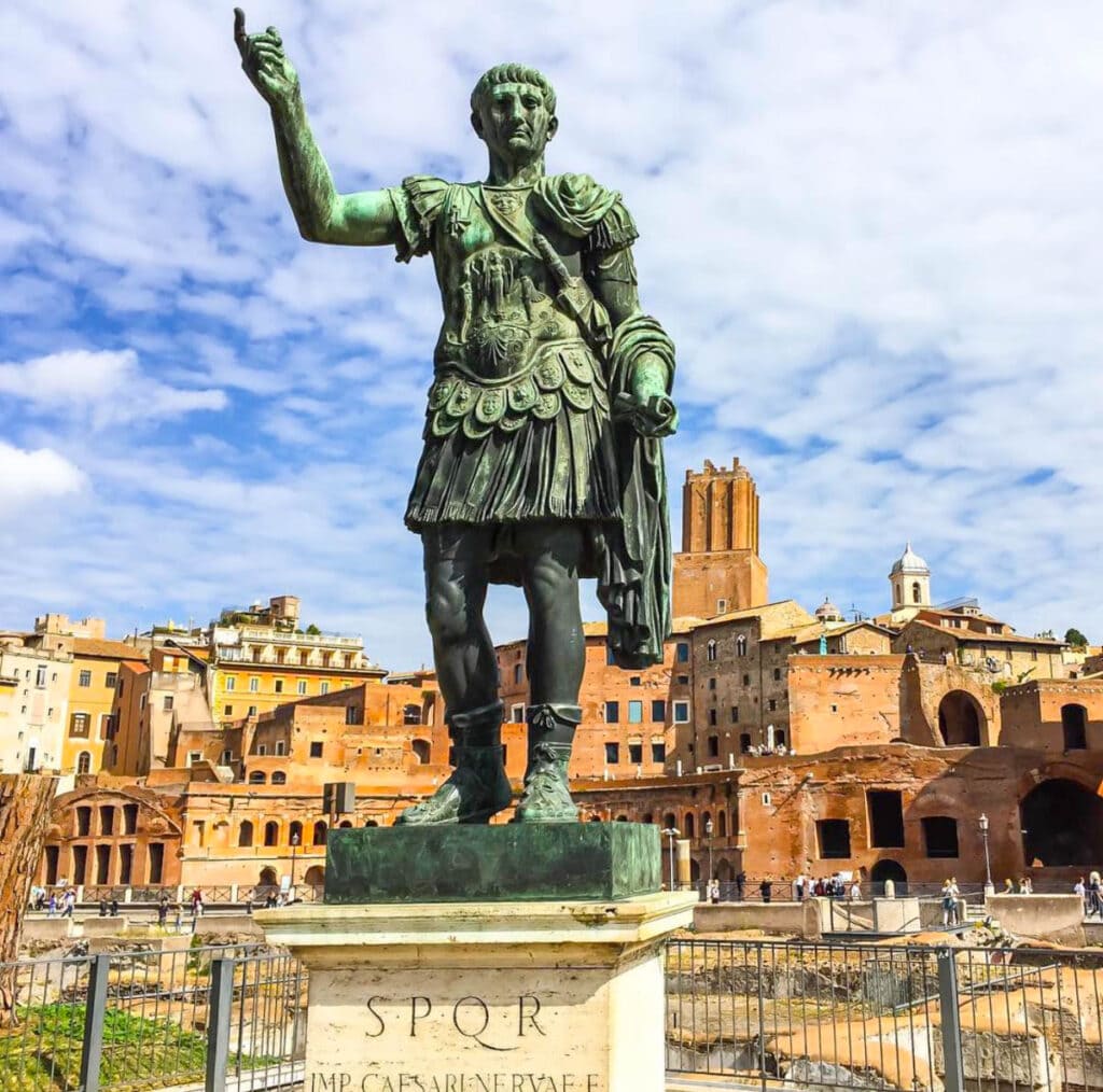 A 20th century statue of Emperor Nerva in Rome, Italy