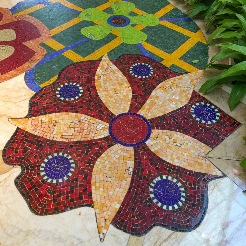 Mosaics on the floor at the Wynn Conservatory in Las Vegas