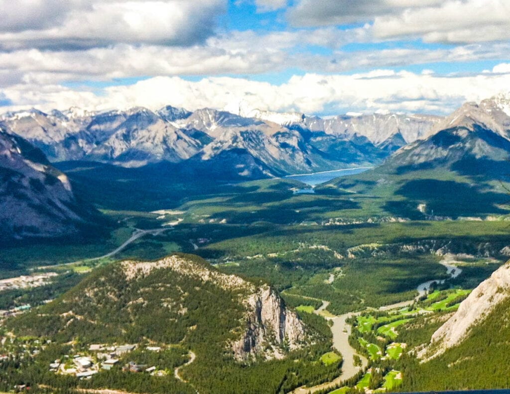 A view from the top of Sulphur Mountain in Banff, Alberta