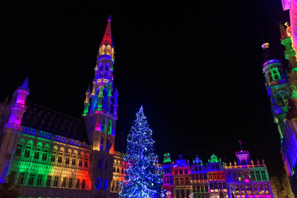 Christmas lights at Grand Place in Brussels, Belgium