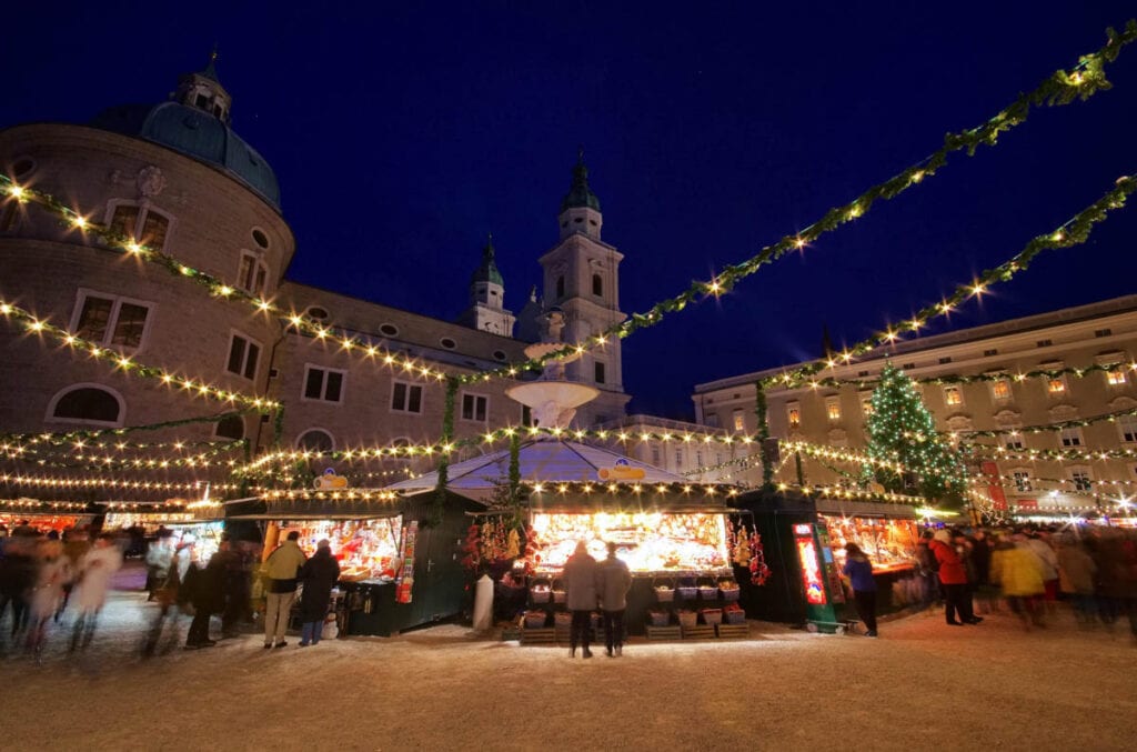 Salzburg Christmas Market in Cathedral Square in the Old City