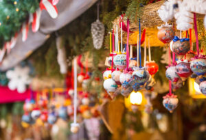 Ornaments at a Strasbourg Christmas market, among the best Christmas markets in Europe