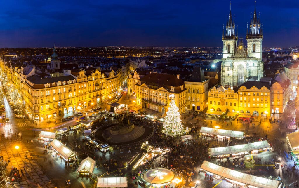 Old Town Square Christmas Market in Prague, The Czech Republic