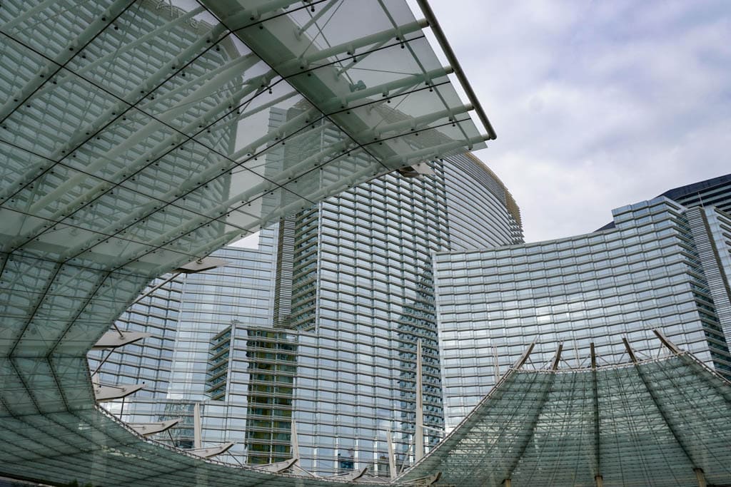 Stunning architecture of the City Center complex in Las Vegas Nevada