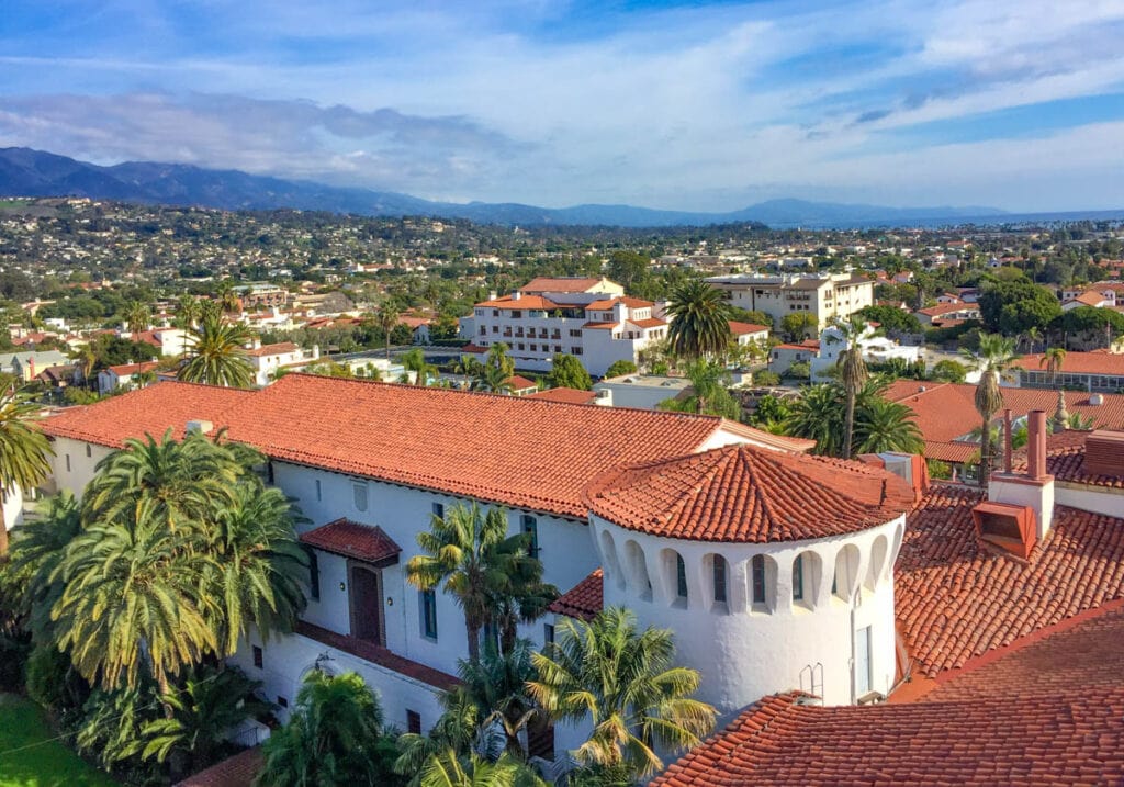 A view of Santa Barbara, California, from the Clock Tower at the County Courthouse