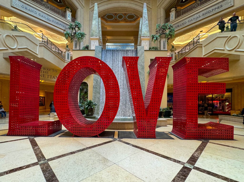 The LOVE sculpture at the Venetian in Vegas, Nevada