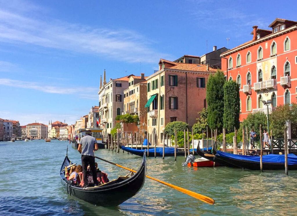 Gondola ride on the Grand Canal of Venice, Italy