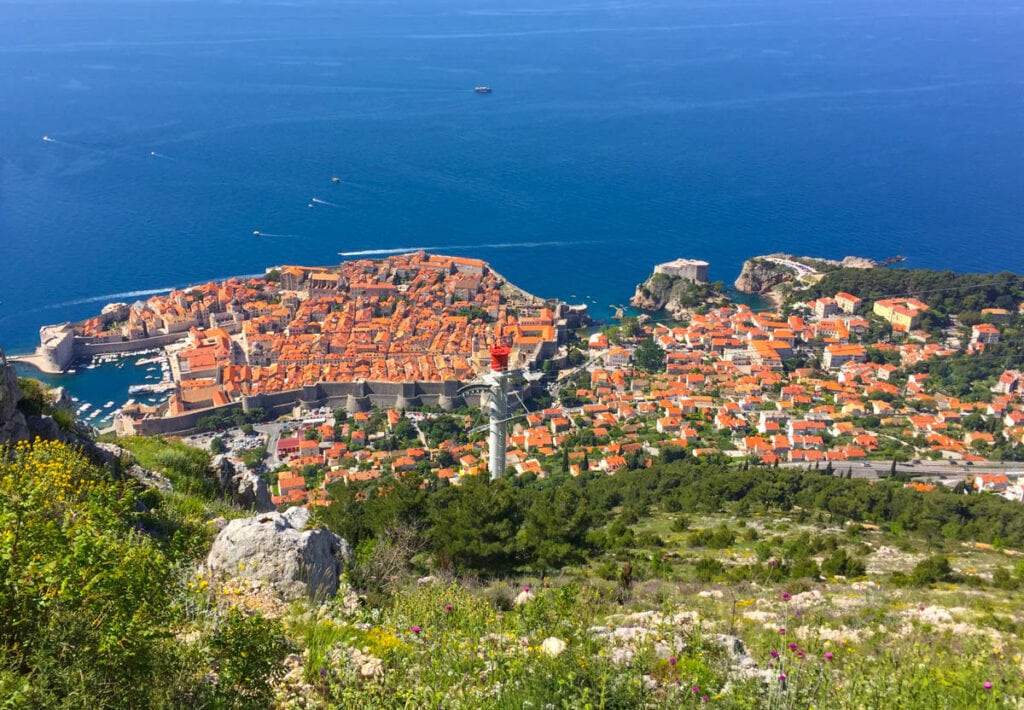 View of Old Town Dubrovnik from Mount Srd in. Croatia