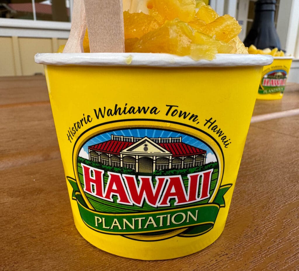 The Dole whip is the quintessential sweet treat at the Dole Plantation in Oahu, Hawaii