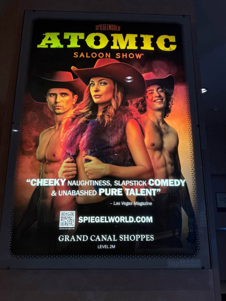 Poster for the Atomic Saloon show at the Venetian Las Vegas