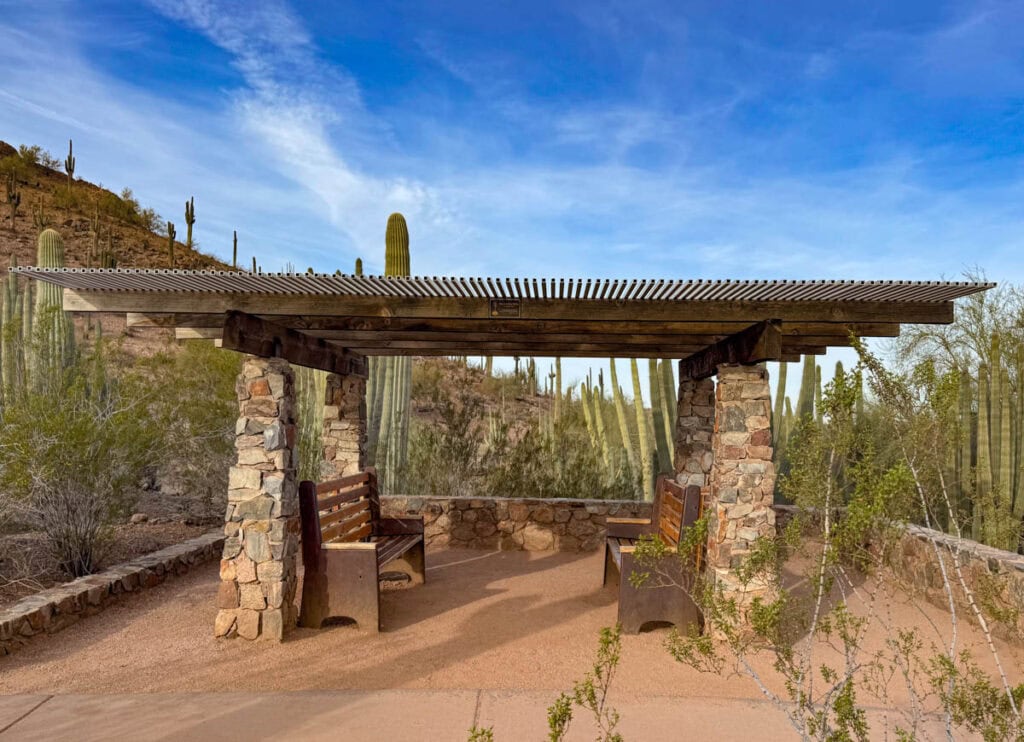 Viewing pavilion at the top of the Sonoran Desert Nature Trail in Phoenix AZ